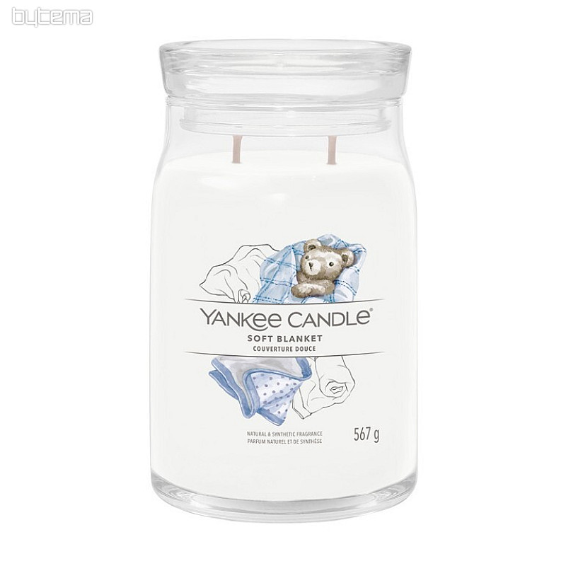 sviečka YANKEE CANDLE vôňa SOFT BLANKET sklo veľké 2 KNOTY