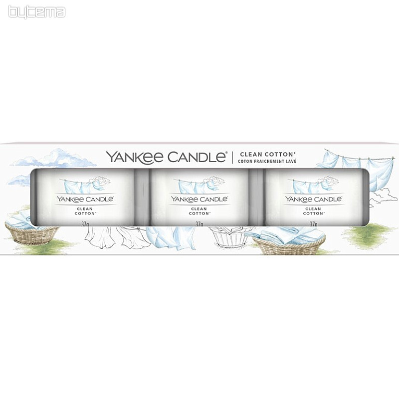 sviečka YANKEE CANDLE vôňa CLEAN COTTON SADA 3 kusy