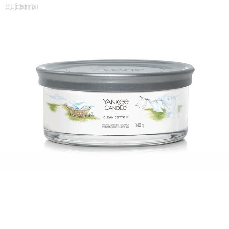 sviečka YANKEE CANDLE vôňa CLEAN COTTON TUMBER STREDNÁ 5 KNOTOV